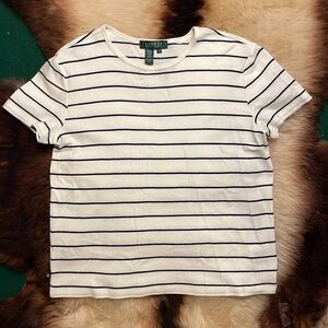 Lauren Ralph Lauren Black and White Stripe T‎ Shirt